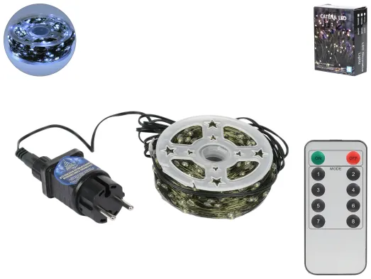 Гирлянда светодиодная белая Роса на зеленом проводе с пультом, 100 м, 1000 LED