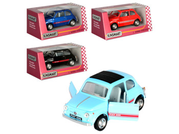 Машинка инерционная металлическая Fiat 500, KT5004W, 12 см, открываются двери, Kinsmart