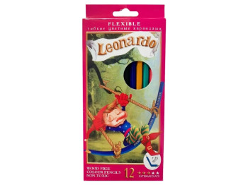 Карандаши гибкие цветные 12 цветов, Leonardo