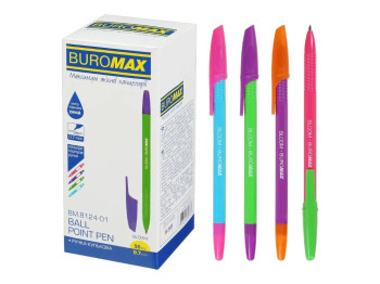 Ручка шариковая Buromax Bloom 0.7 мм, ассорти корпусов, синие чернила