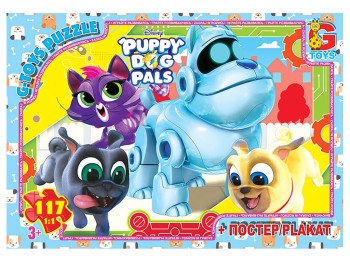 Пазлы картонные Веселые мопсы, 117 элементов, G-Toys