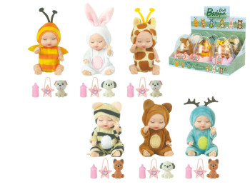 Кукла в яйце в костюмах животных Sleeping Doll Magic Egg, 10,5 см, подвес, набор 6 шт (цена за 1шт)