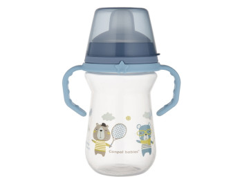 Кружка тренувальна з силіконовим носиком FirstCup 250 мл BONJOUR PARIS - блакитна. Canpol Babies 56/