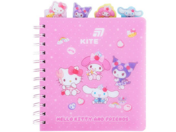 Блокнот с разделителями Hello Kitty, 80 листов, клетка, пластиковая обложка, Kite