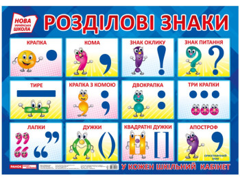 Учебный плакат "Разделительные знаки" 1-4 класс, НУШ, Ранок