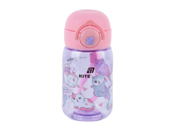 Пляшка для води дитяча Cats Kite K25-1235-1, 360 мл, фіолетова, із сіточкою-фільтром, Kite