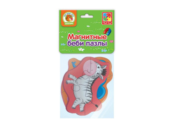 Магнитные беби пазлы Слоник и зебрик, 3-4 элемента, Vladi Toys