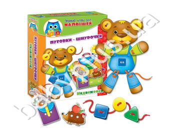 Шнуровка+пуговицы Медвежонок, Vladi Toys