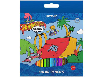 Карандаши цветные 24 шт, Hot Wheels Skate, Kite