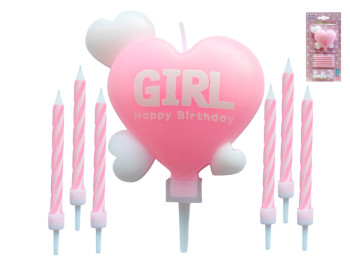 Набор свечей для торта "GIRL Happy Birthday", 7 шт