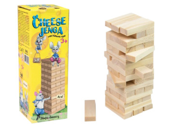 Настільна гра балансування Cheese Jenga, 15,5 см, дерев’яні бруски, Strateg