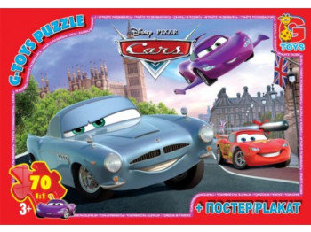 Пазлы картонные Тачки, 70 элементов, G-Toys Z10217