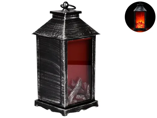 Декоративная лампа-фонарь Камин с LED подсветкой USB, 13×30×30 см
