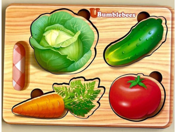 Пазл-вкладыш Овощи, Фон с подсказкой 16х12 см, Ubumblebees