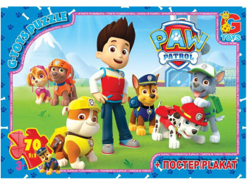 Пазли картонні Paw Patrol, 70 елементів, G-Toys PW0813