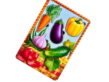 Пазл-вкладыш деревянный Корзина с овощами-1, 23×16 см, Ubumblesbees