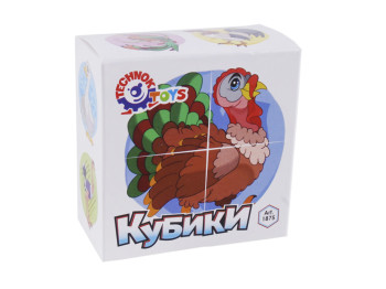 Кубики пластиковые Птицы, красочные изображения, ТехноК
