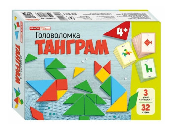 Головоломка настольная Tangram, 7 элементов, с карточками заданий, Ранок