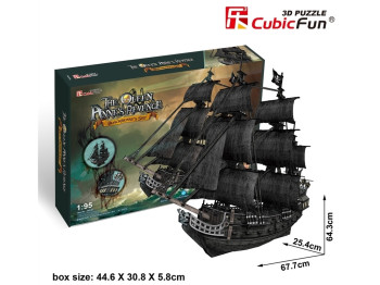 3D пазл конструктор Queen Anne's Revenge корабель, 67.7 см, об'ємна модель, Cubic Fun