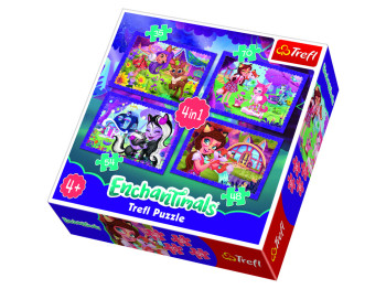 Пазли 4в1 Розваги з учнями, Enchantimals, Trefl
