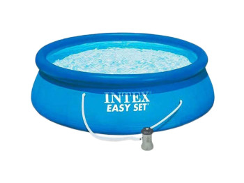 Басейн надувний Intex 28142 Easy Set, 396×84см, з насосом, круглий, 7260л, колір блакитний