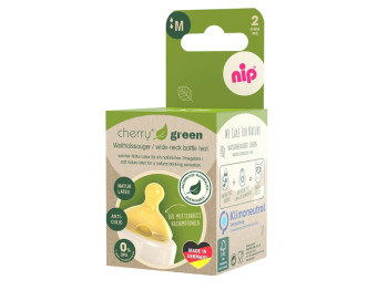 Соска кругла Cherry Green М, латекс, від 0+, середній потік, 2шт, Nip