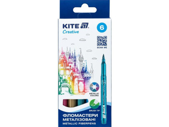 Фломастеры-кисти Creative металлизированы 6 цветов, Kite