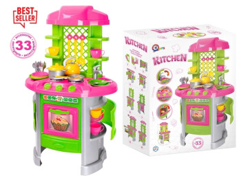 Кухня игровая с плитой и мойкой №8, 81 см, 33 предмета, Технок