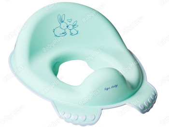 Туалетне сидіння Зайчики з гумками протиковзними м'ятне. Tega Baby KR-002-105