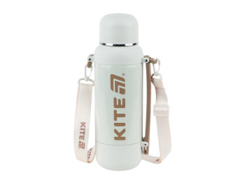 Термос с чашкой Kite K25-1225-2 1200 мл бежевый, с ремешком, Kite