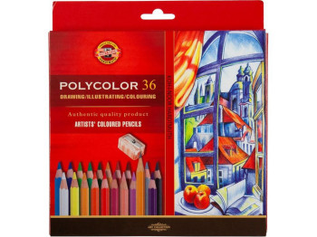 Олівці кольорові художні PolycOLOR 36 кольорів, з підвищеною світлостійкістю, Koh-I-Noor