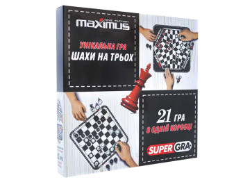 Настільна гра шахи на трьох 21 гра 5474, 33 см, набір з фігурами, Maximus