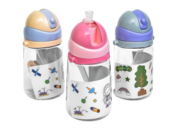 Пляшка-поїлка дитяча з трубочкою ремінцем 380мл, R90612