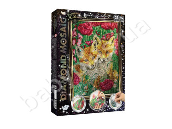 Набор для творчества DIAMOND MOSAIC Лисята в маках большой, Danko Toys