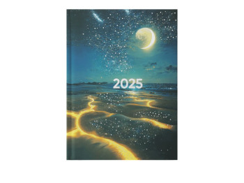 Щоденник датований 2025, А5, 336 сторінок, тверда обкладинка з космічним дизайном