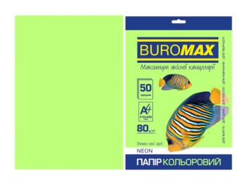 Бумага цветная двусторонняя A4 зеленая неоновая NEON, 80 г/м², 50 листов