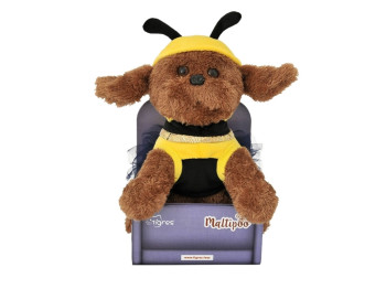 Мягкая игрушка Собачка Мальтипа Би, 22 см, в костюме пчелки, Tigres