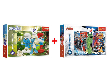 Набір пазлів "60" The Smurfs Зачарований ліс та "60" The Avengers Месники Непереможні, Trefl