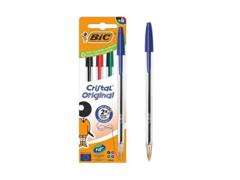 Ручка Cristal, ассорти, 4шт в упаковке, BIC bc516834