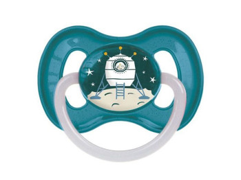 Пустушка латексна кругла Space синя, 0–6 міс., 23/221_blu, Canpol Babies