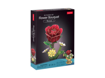 3D пазл конструктор Rose Flower Bouquet, 21.1 см, об'ємна композиція, Cubic Fun