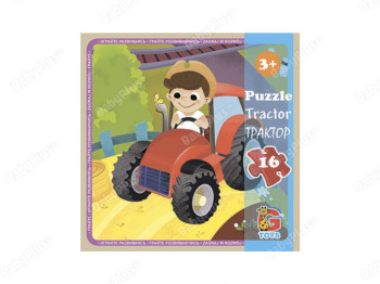 Пазлы картонные Трактор, 16 элементов, G-Toys