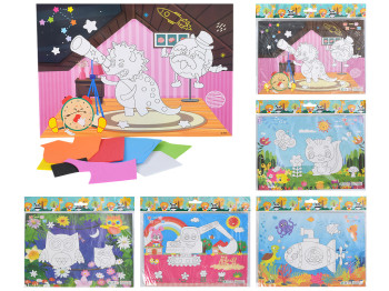 Аппликация детская с EVA-наклейками, 25,5х19 см, микс видов (цена за 1шт)