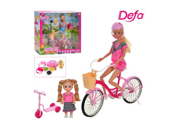 Кукла с велосипедом и самокатом Defa Lucy 8457, 30 см, движение колес