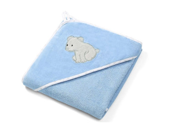 Рушник велюровий з капюшоном блакитний Ведмедик 85х85 см. BabyOno 539/04