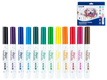Фломастеры Creative Superwashable Jumbo 12 цветов, Kite