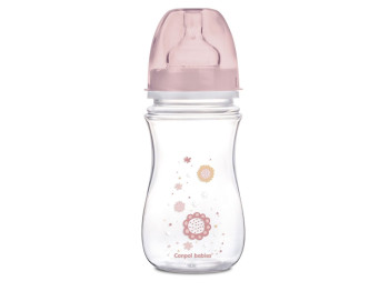 Пляшка з широким отвором антиколікова Easystart - Newborn baby 240 мл рожеві квіти. Canpol Babies 35
