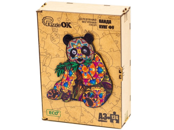 Фигурный деревянный пазл Панда A3, в деревянной упаковке, PuzzleOk