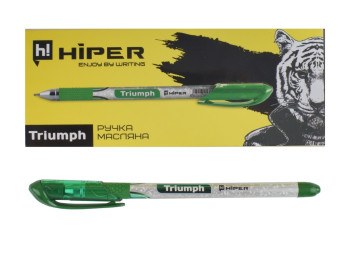 Ручка масляна Triumph. Hiper HO-195. 0,7 мм. Колір зелений