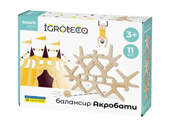Настільна гра баланс Акробати, 21 см, з фігурками та кулькою, Igroteco